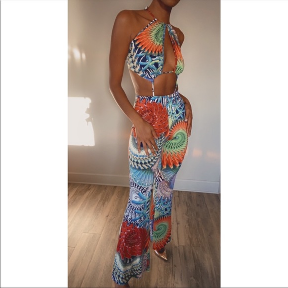 Pants - Multicolored Tropical Jumpsuit